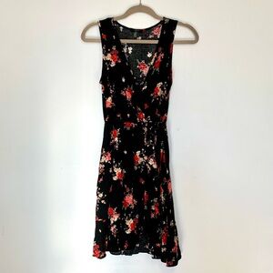 Soprano Black Floral Wrap Dress